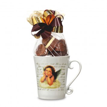 Tasse de Noël garnie de chocolats belges