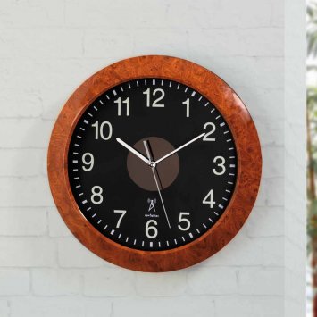 Horloge murale solaire aspect bois