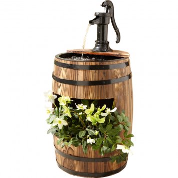 Fontaine tonneau en bois - Jardin et Saisons