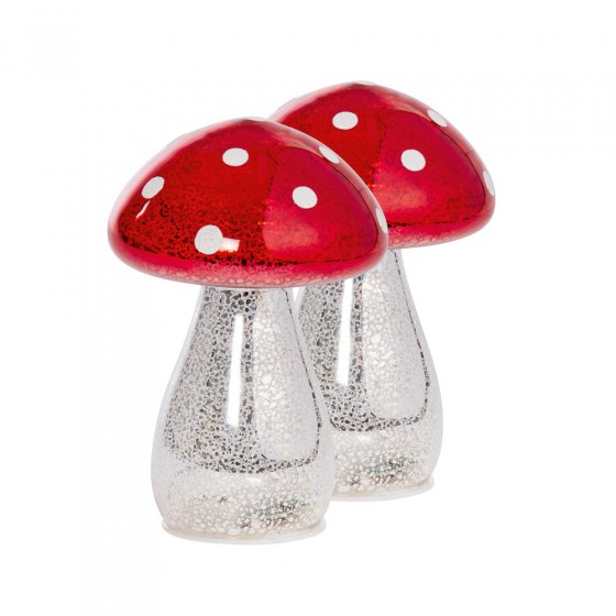 Champignons de verre illuminés, lot de 2 