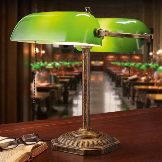 Lampe de Banquier Verte - Lampe de Bureau Vintage - Lampe de