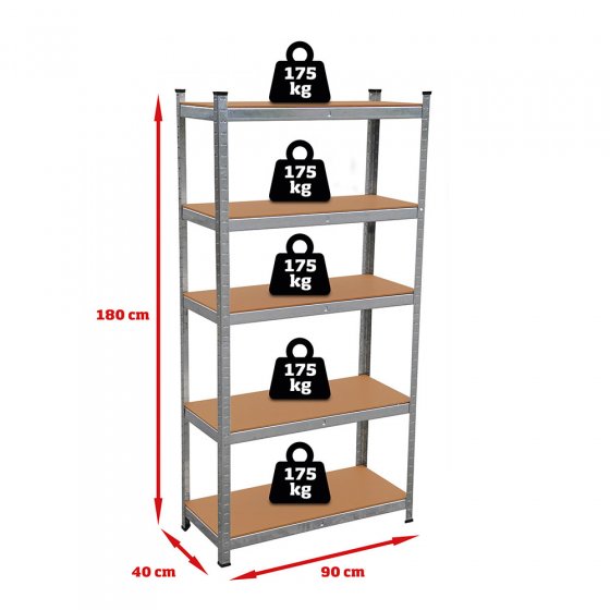 Rayonnage pour charges lourdes 875 kg 