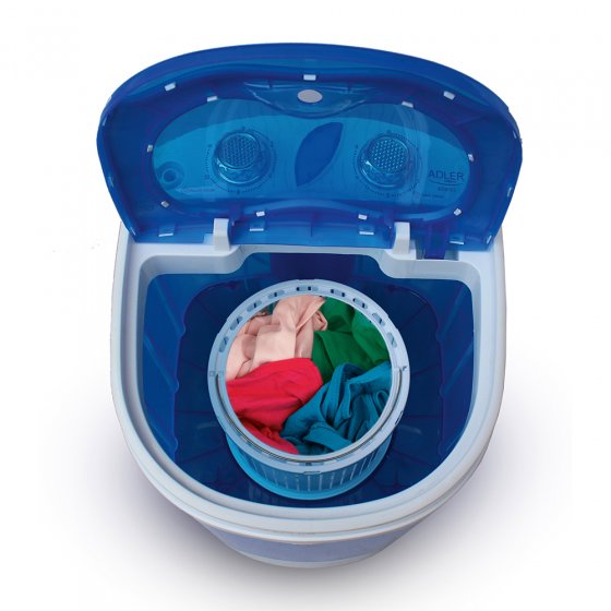 Mini lave-linge à tambour unique avec essorage en plastique bleu