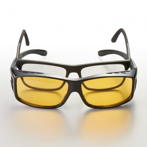 Sur-lunettes à clip pour conduite de nuit (contrastes et